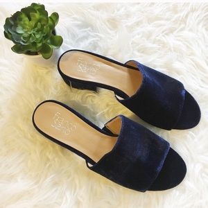 Franco Sarto Blue Velvet Mules